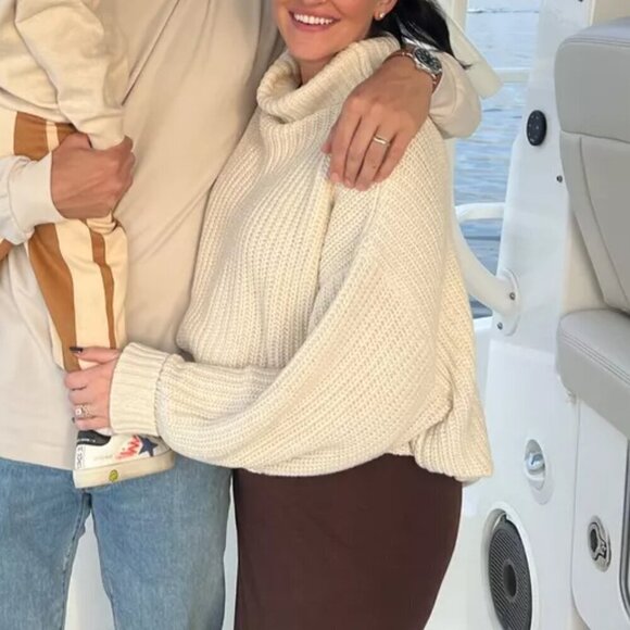 FREE PEOPLE Swim Too Deep Turtleneck Sweater in Tea Size Small - Picture 16 of 16